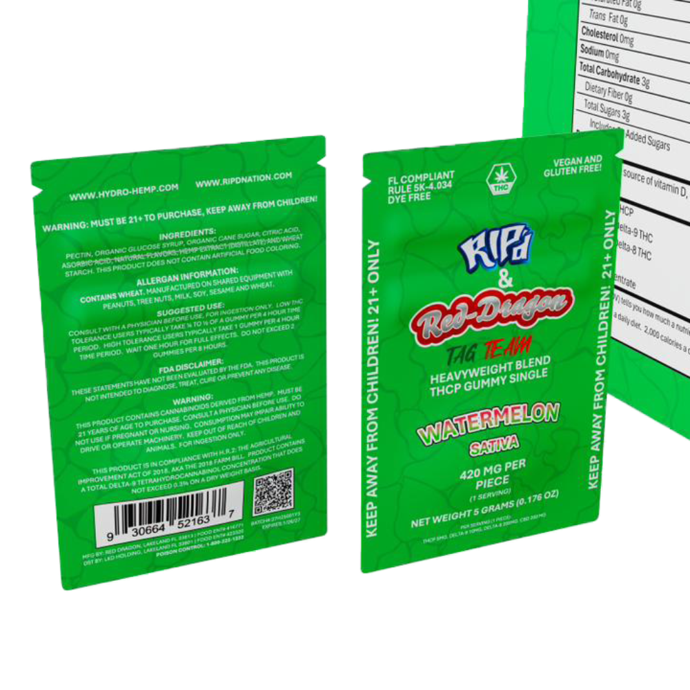 Rip'd & Red Dragon THC-P Gummies 50 CT | Watermelon image 1