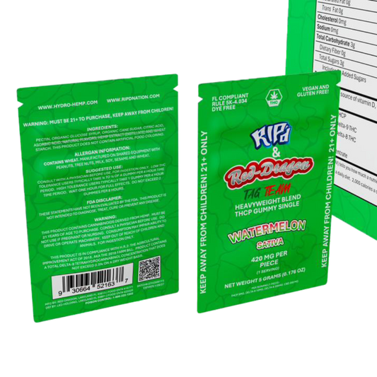 Rip'd & Red Dragon THC-P Gummies 50 CT | Watermelon image 1