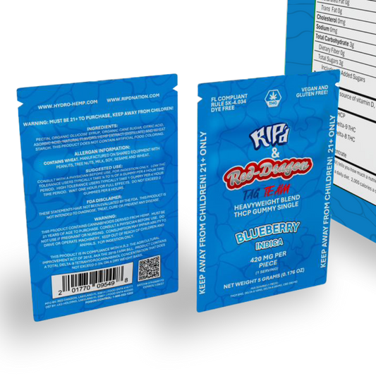 Rip'd & Red Dragon THC-P Gummies 50 CT | Blueberry image 1